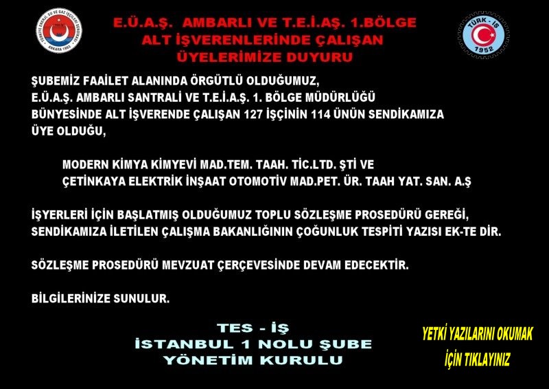 YEKİ YAZISI DUYURUSU