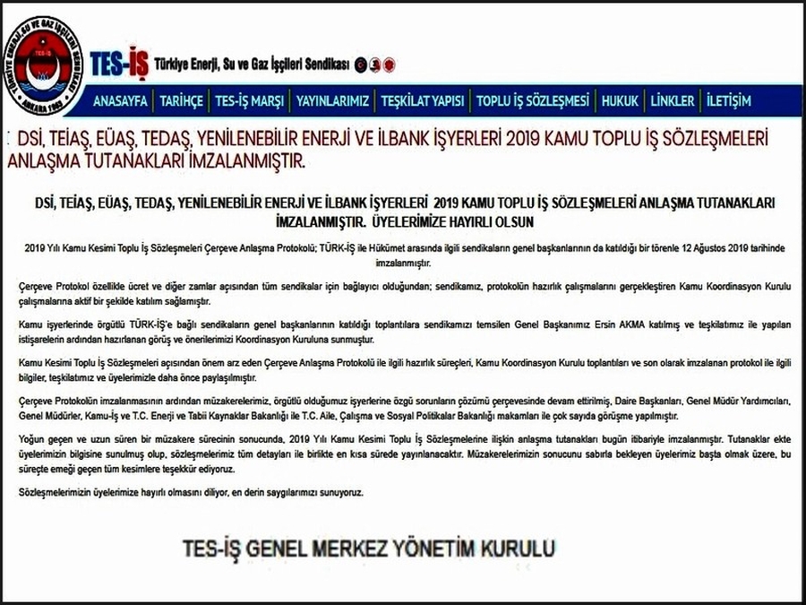 2019 KAMU SÖZLEŞMELERİ ANLAŞMA TUTANAĞI