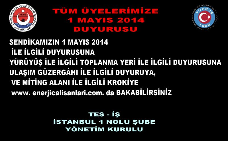 1 MAYIS DUYURUSU