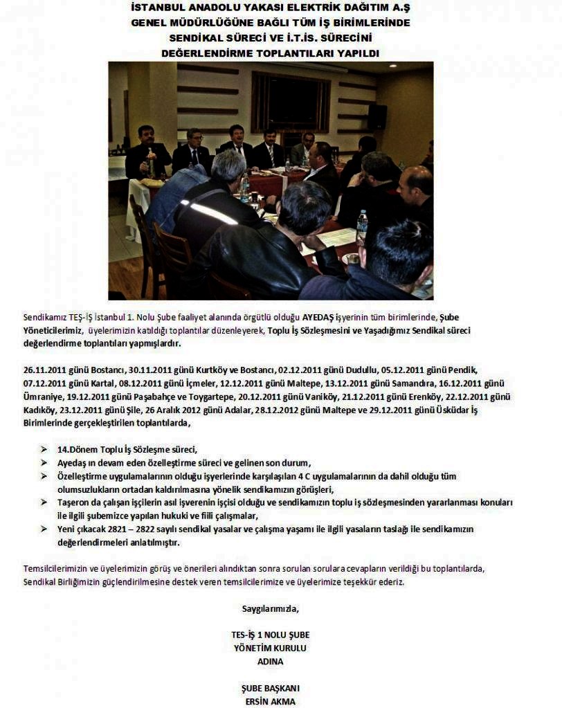AYEDAŞ BİLGİLENTİRME TOPLANTILARI