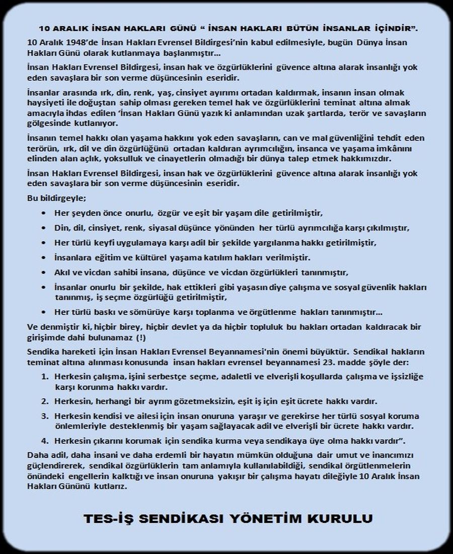İNSAN HAKLARI HAFTASI