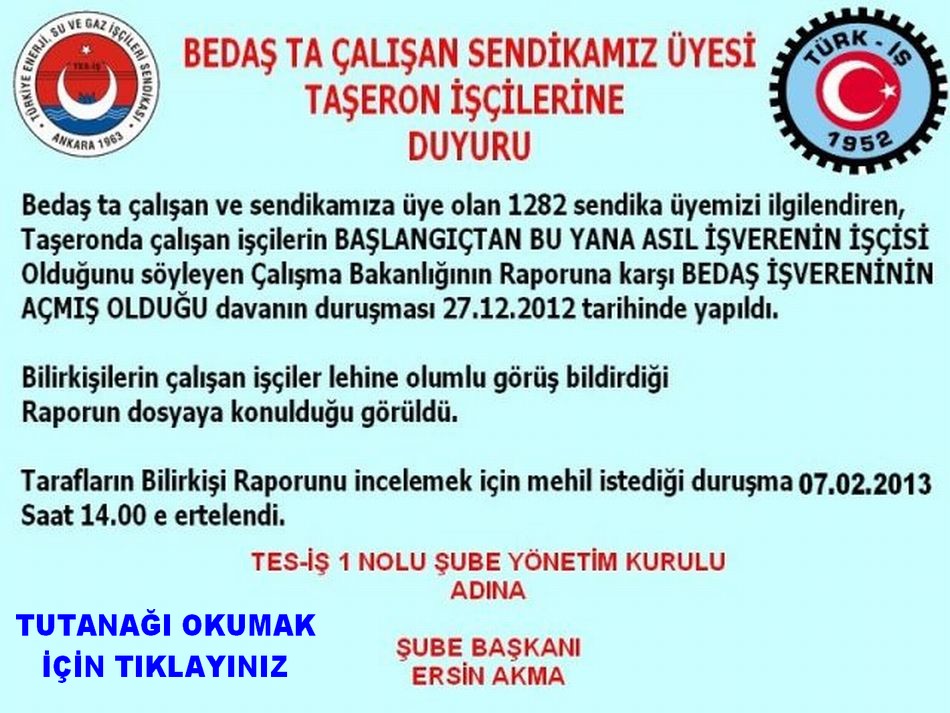 BEDAŞ MUVAZAA DAVASU DURUŞMASI