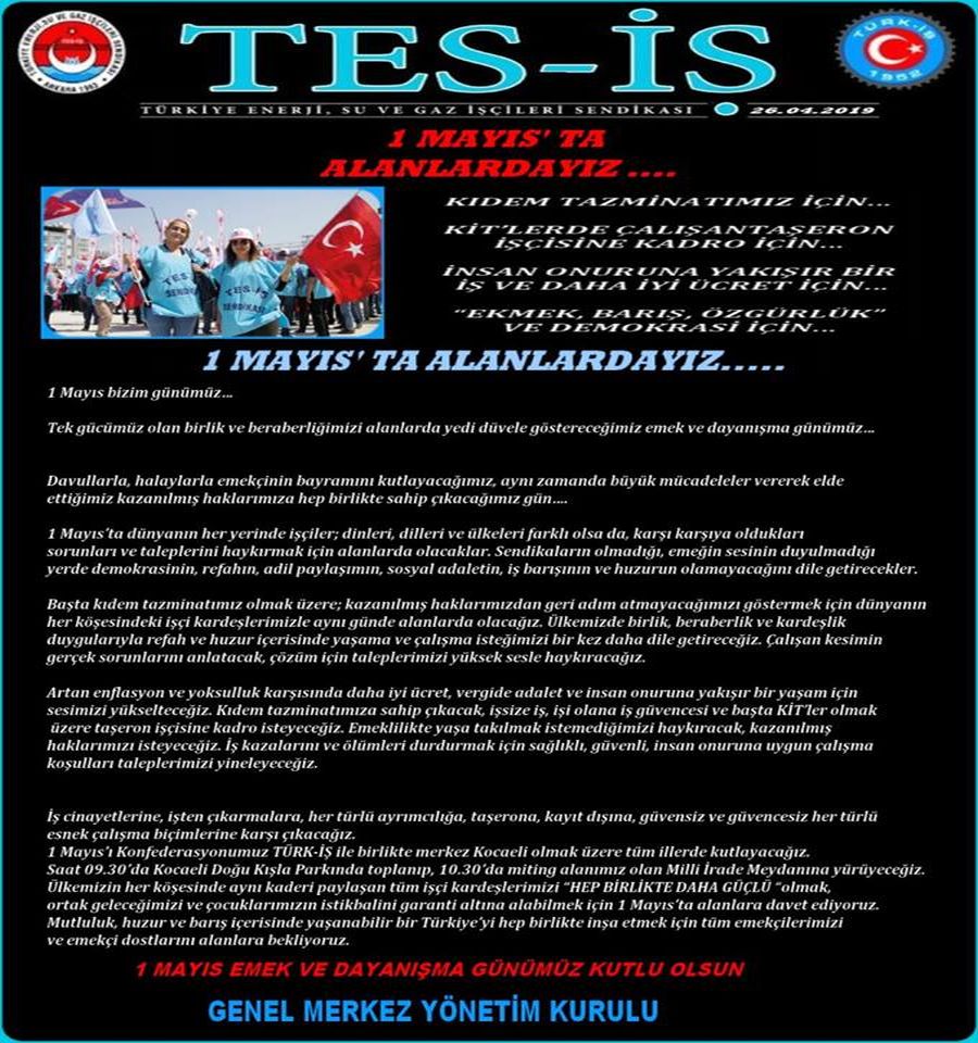 1 MAYIS 2019