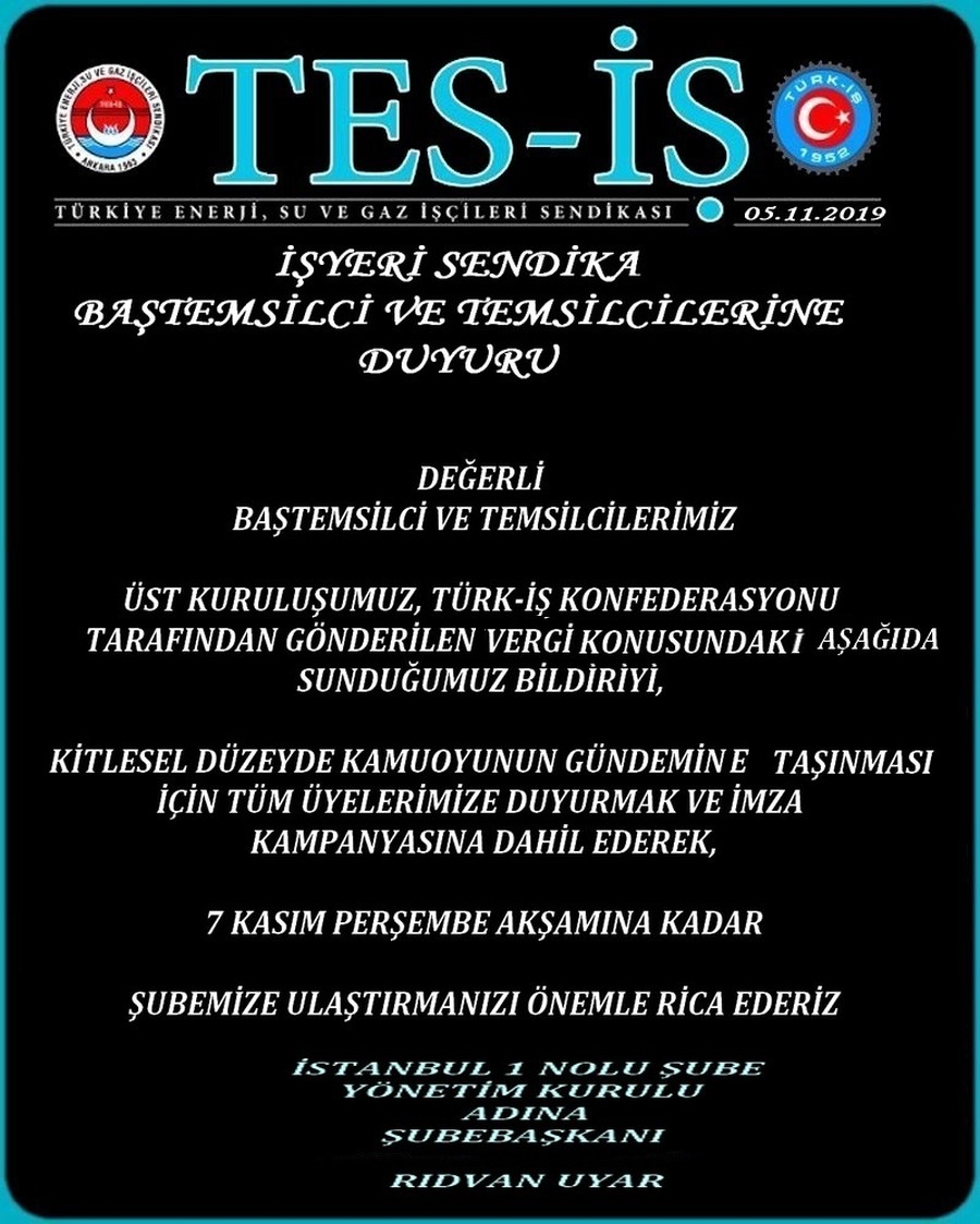 VERGİ DÜZENLEMESİ İLE İLGİLİ DUYURU