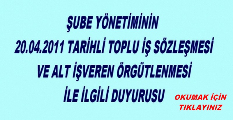 20.04.2011 TARİHLİ DUYURU