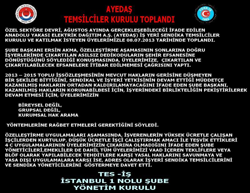 AYEDAŞ TEMSİLCİLER KURULU