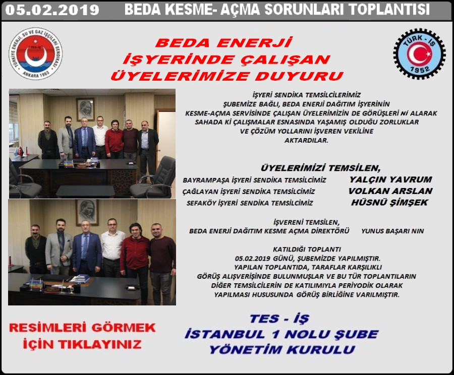 BEDA KESME AÇMA SORUN TOPLANTISI