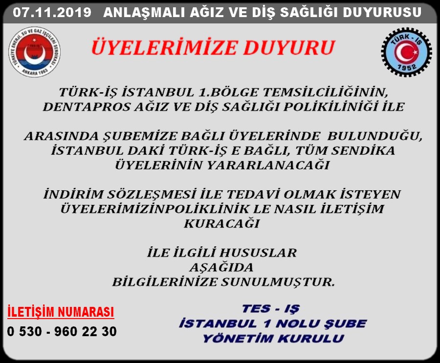 AĞIZ VE DİŞ SAĞLIĞI DUYURUSU