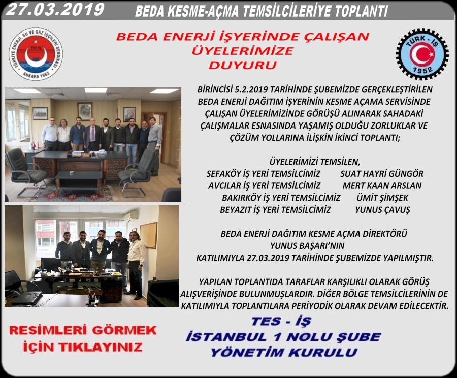 BEDA KESME AÇMA TOPLANTISI