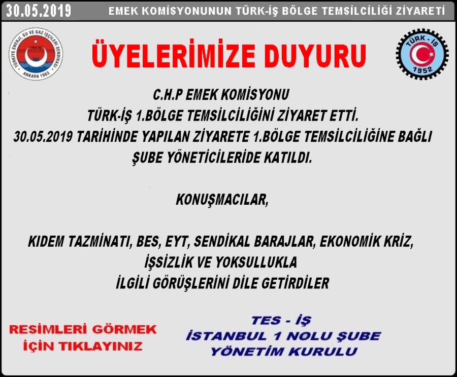 EMEK KOMİSYONUNUN TÜRK İŞ ZİYARETİ
