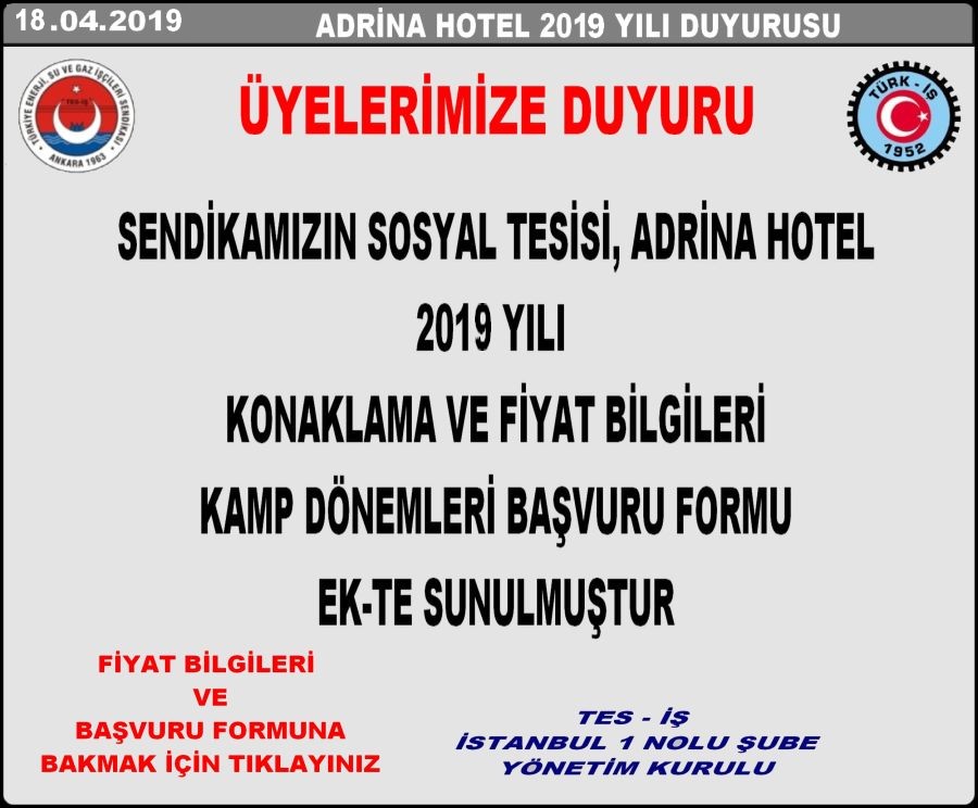 ADRİNA 2019 DUYURUSU