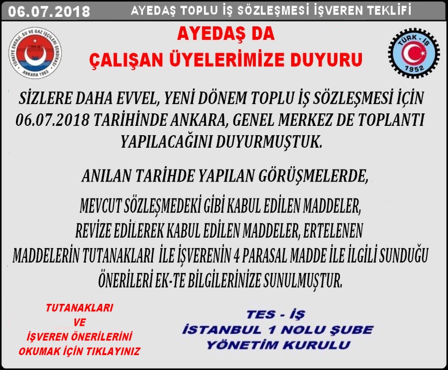 AYEDAŞ 5.OTURUM DUYURUSU