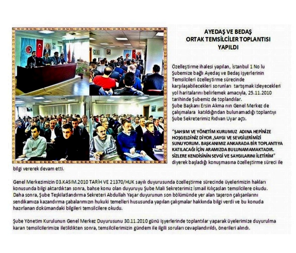 AYEDAŞ - BEDAŞ TEMSİLCİLER KURULU