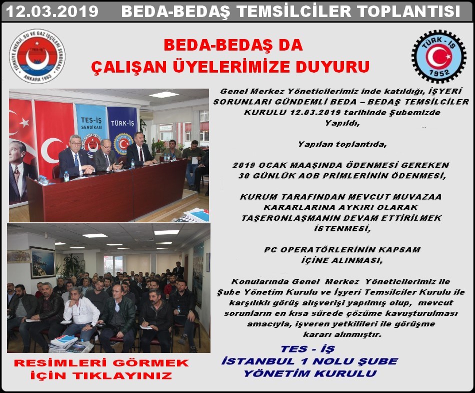 BEDA VE BEDAŞ TEMSİLCİLER KURULU