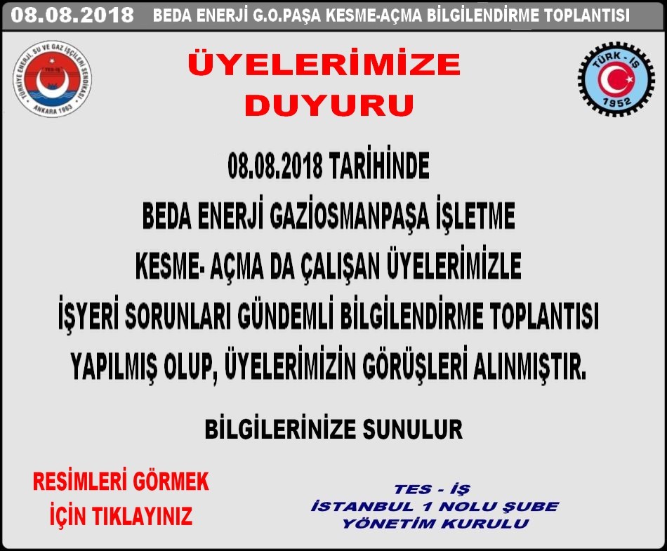 BEDA G.O.P. KESME AÇMA BİLGİLENDİRME