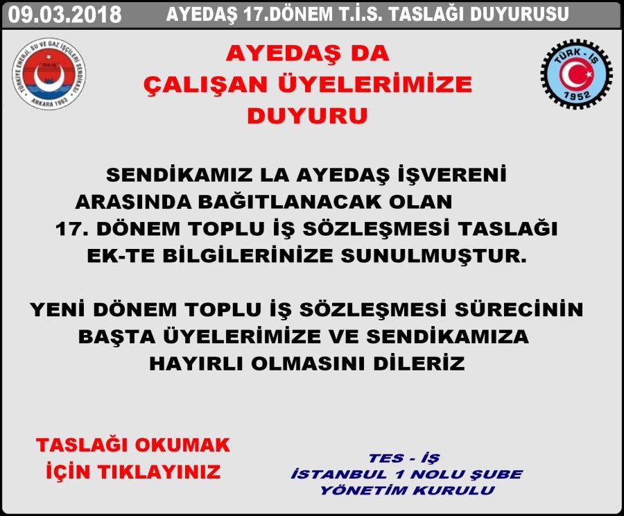 AYEDAŞ TİS TASLAĞI