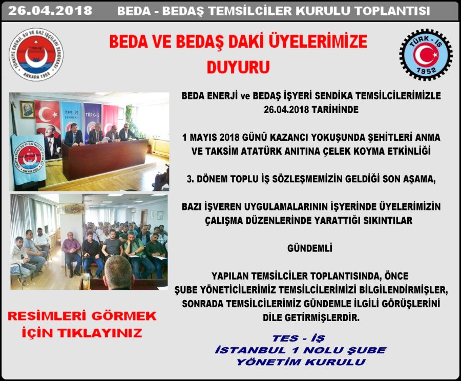 BEDA-BEDAŞ TEMSİLCİLER KURULU