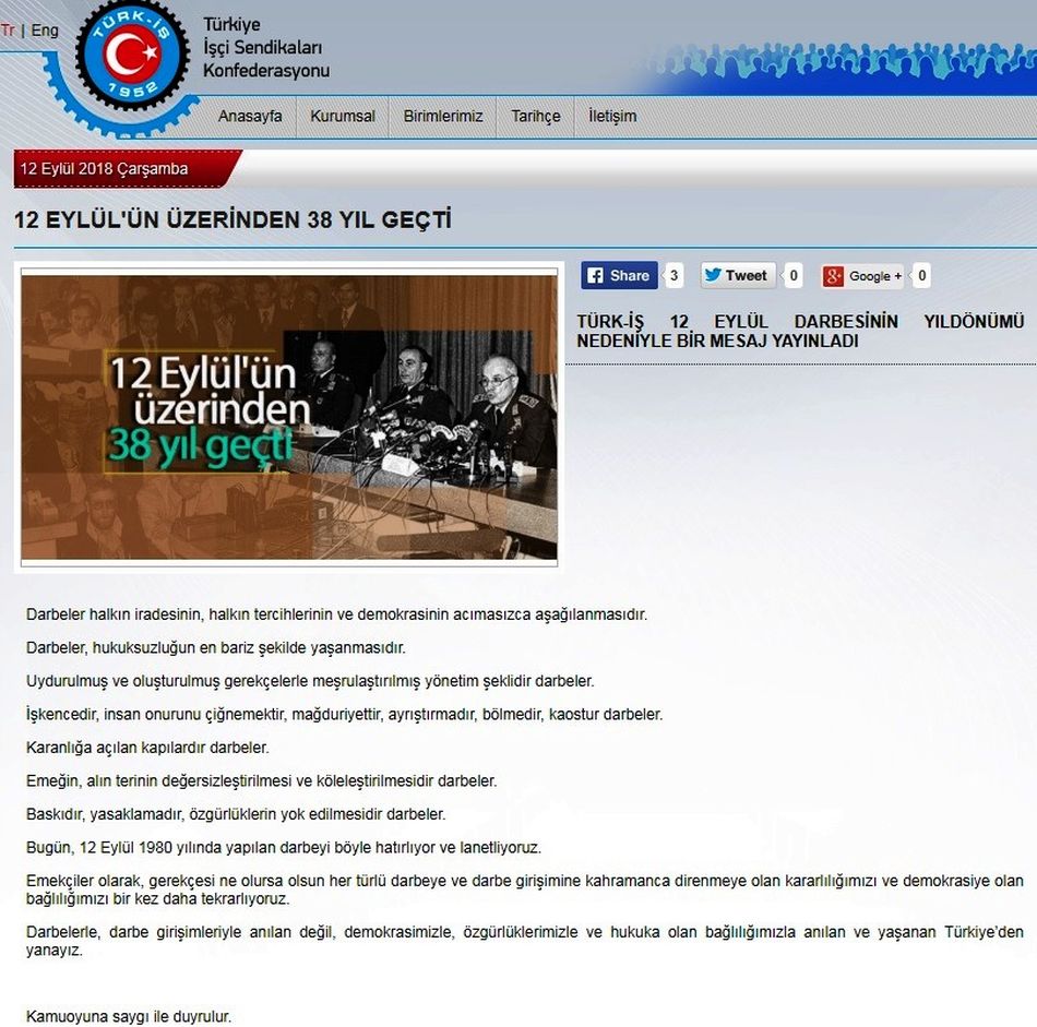 12 EYLÜL ÜZERİNDEN 38 YIL GEÇTİ