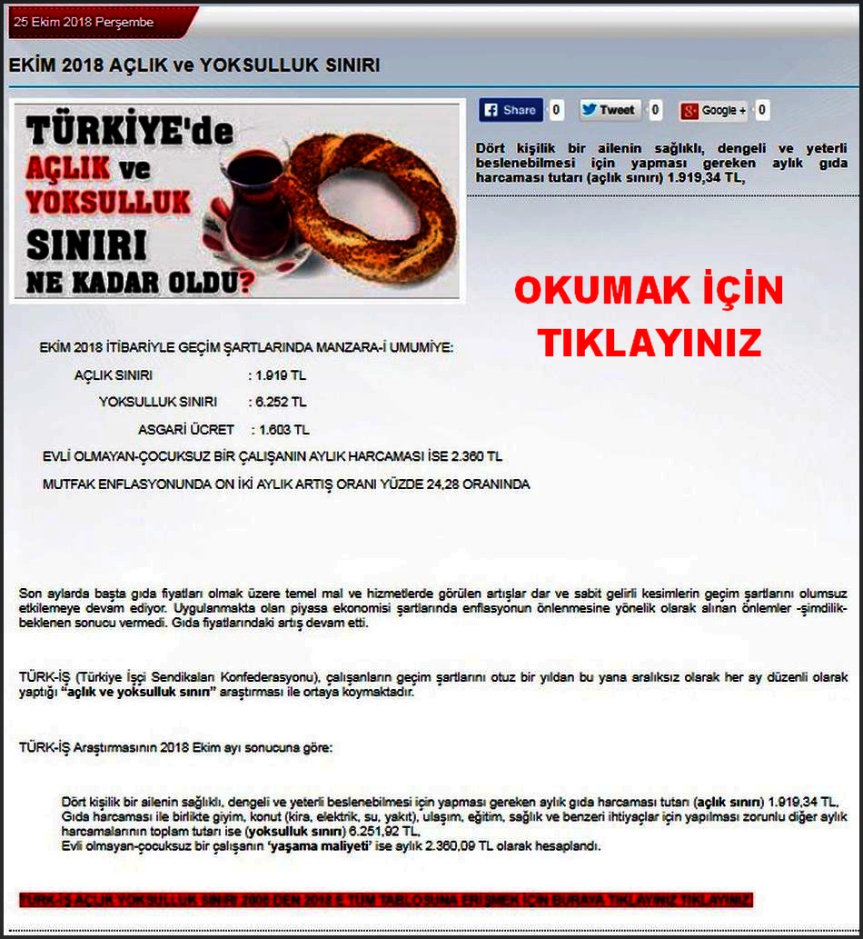 2018 AÇLIK VE YOKSULLUK SINIRI
