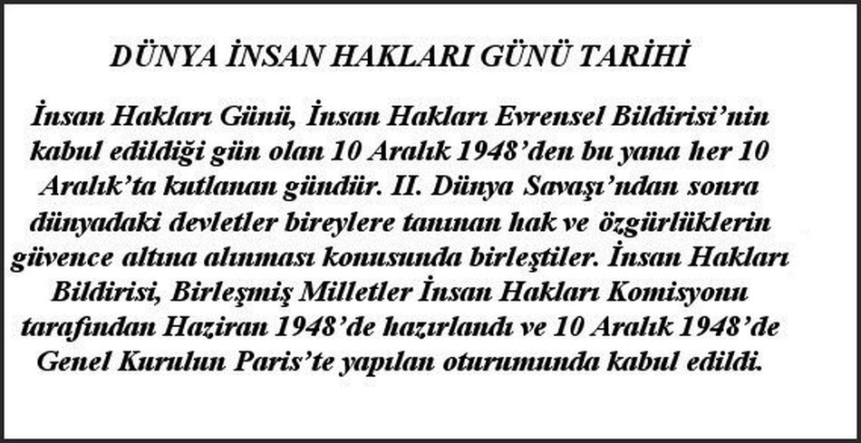 İNSAN HAKLARI GÜNÜ TARİHÇESİ