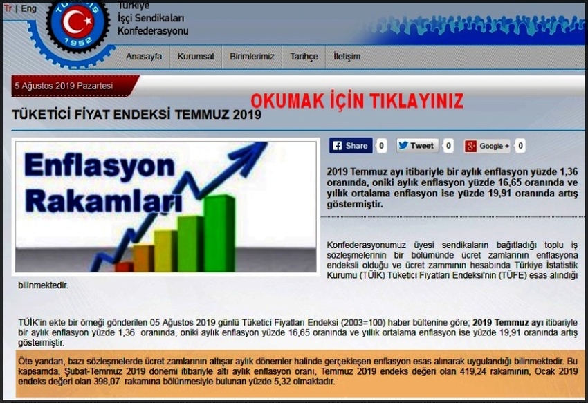 TEMMUZ 2019 ENFLASYON ORANI
