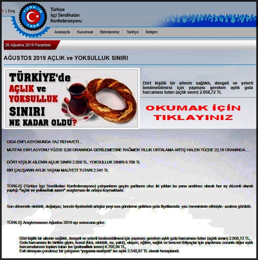 AĞUSTOS AYI AÇLIK SINIRI