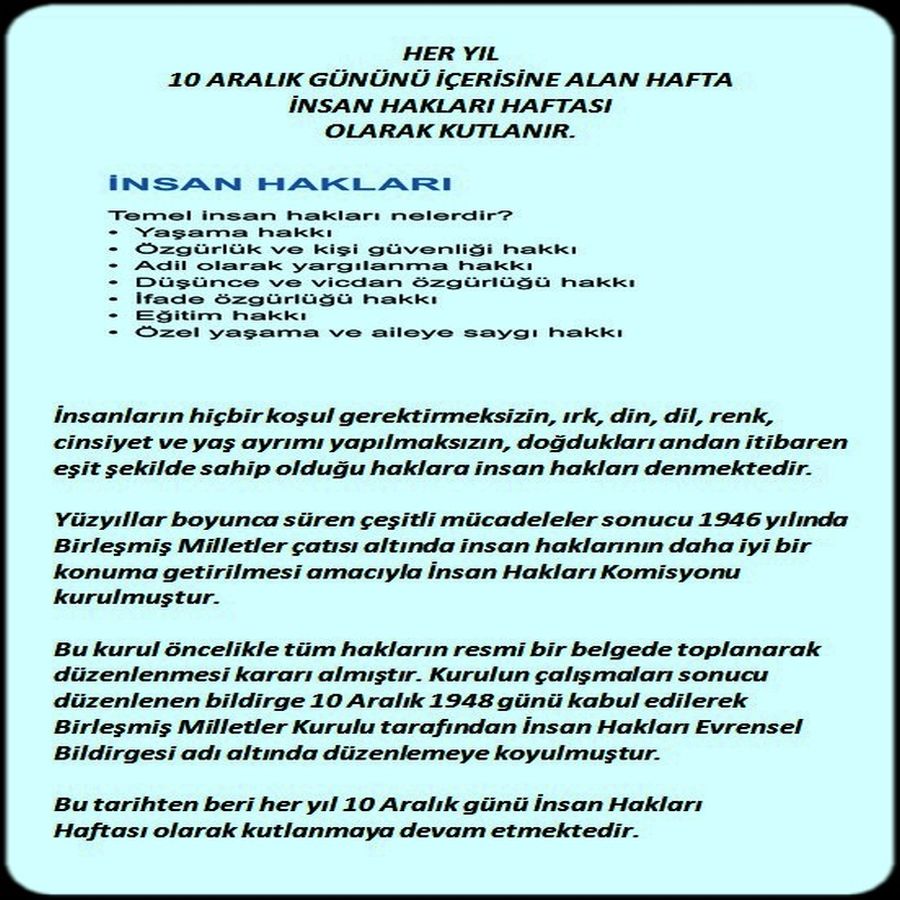 İNSAN HAKLARI HAFTASI
