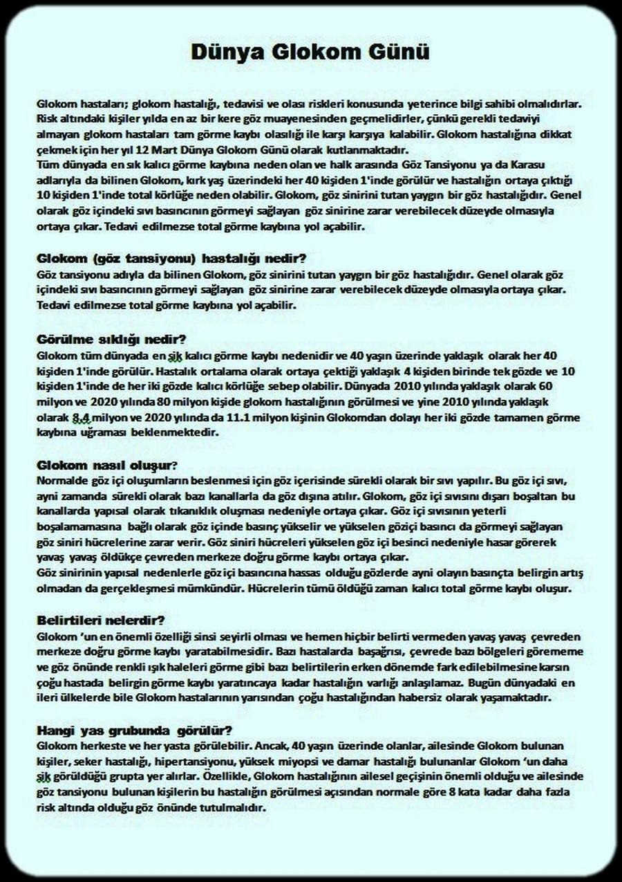 DÜNYA GLOKOM GÜNÜ
