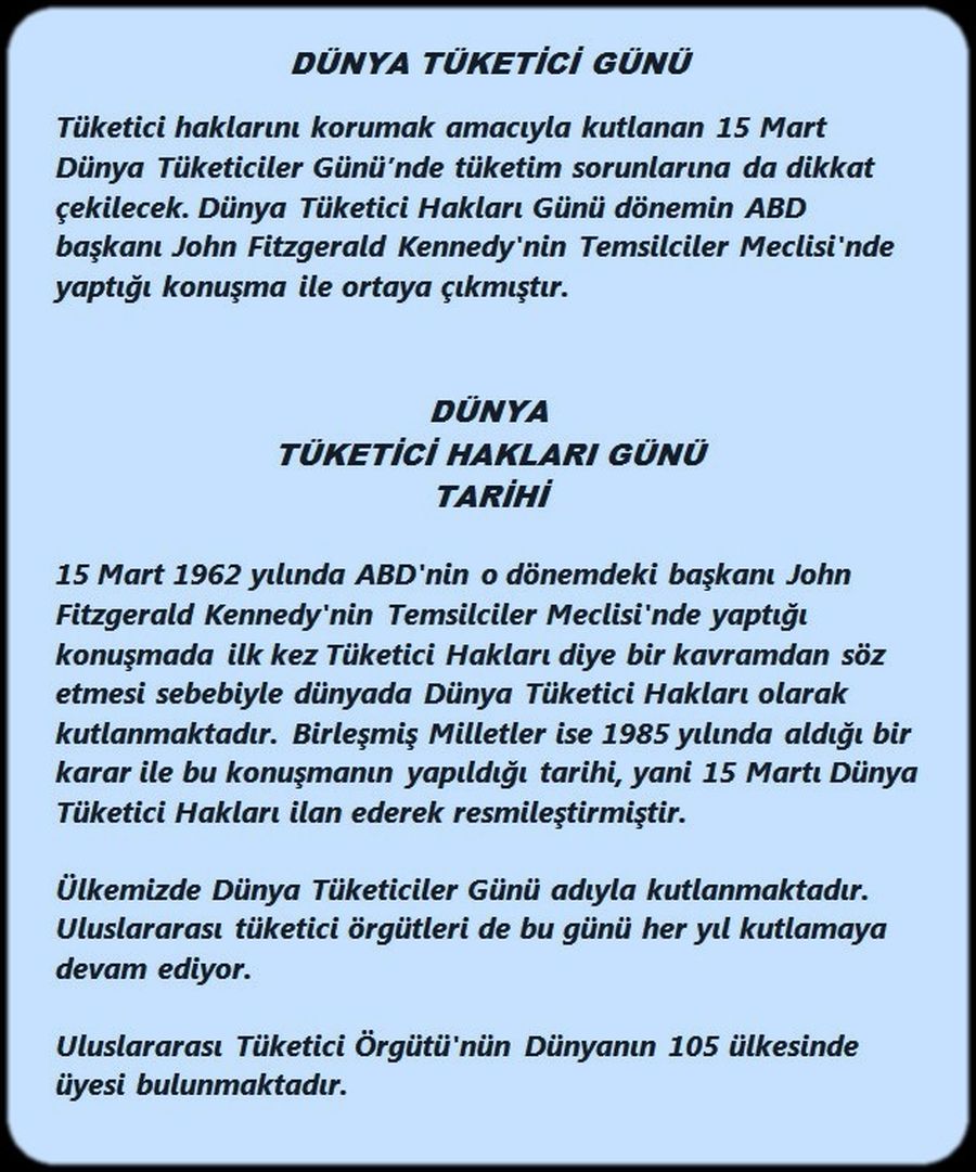 TÜKETİCİ HAKLARI GÜNÜ