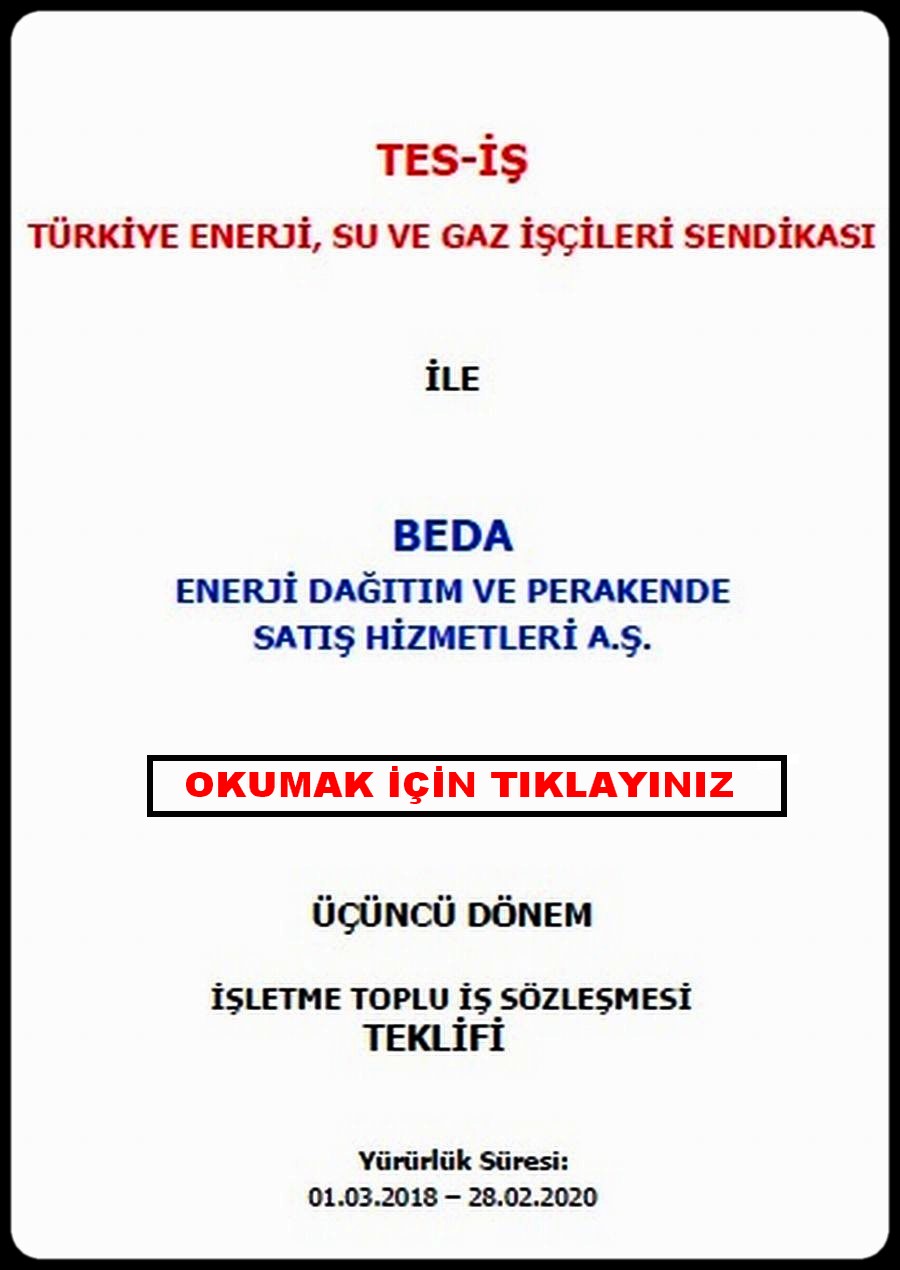 BEDA 3.DÖNEM TİS TASLAĞI