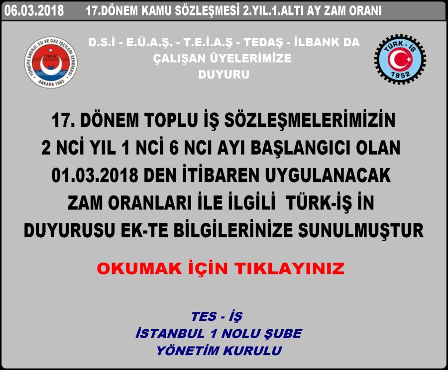 KAMU SÖZLEŞMELERİ ZAM ORANI