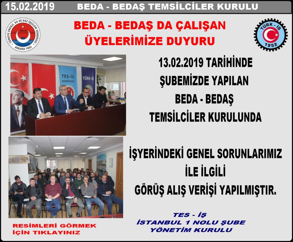 BEDA BEDAŞ TEMSİLCİLER KURULU