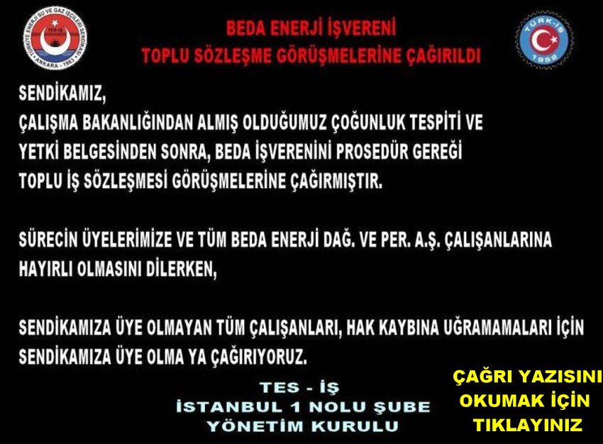 TİS ÇAĞRI YAZISI