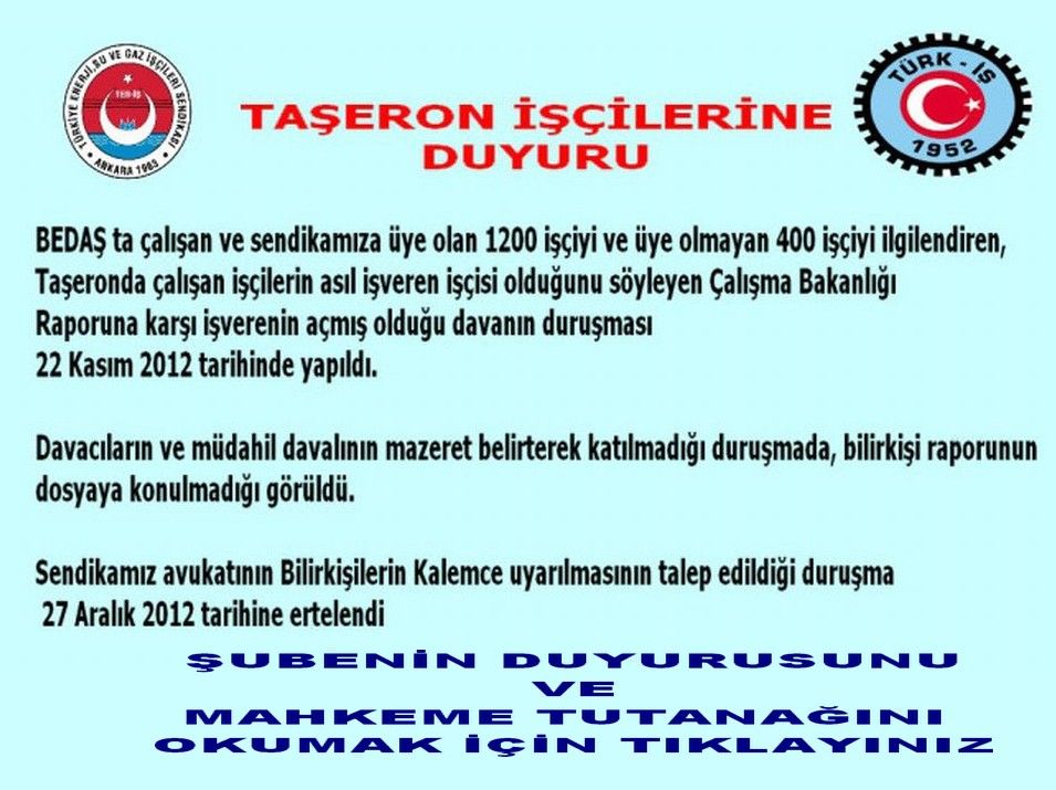 BEDAŞ MUVAZAA DAVASU DURUŞMASI
