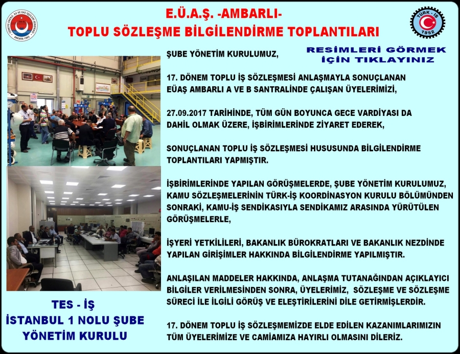 EÜAŞ AMBARLI TİS BİLGİLENDİRME TOPLANTILARI