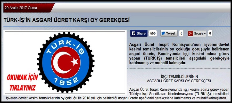 TÜRK İŞ İN KARŞI OY GEREKÇESİ