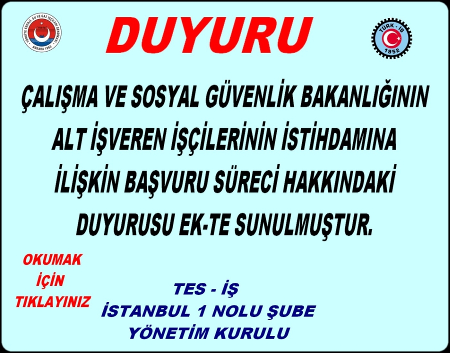 ALT İŞVEREN İŞÇİLERİNİN MÜRACAATI