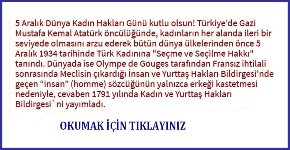 DÜNYA KADIN HAKLARI GÜNÜ