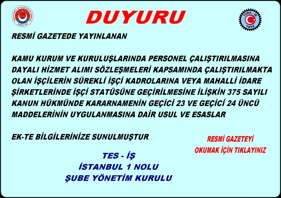 TAŞERON DÜZENLEMESİ İLE İLGİLİ ESASLAR