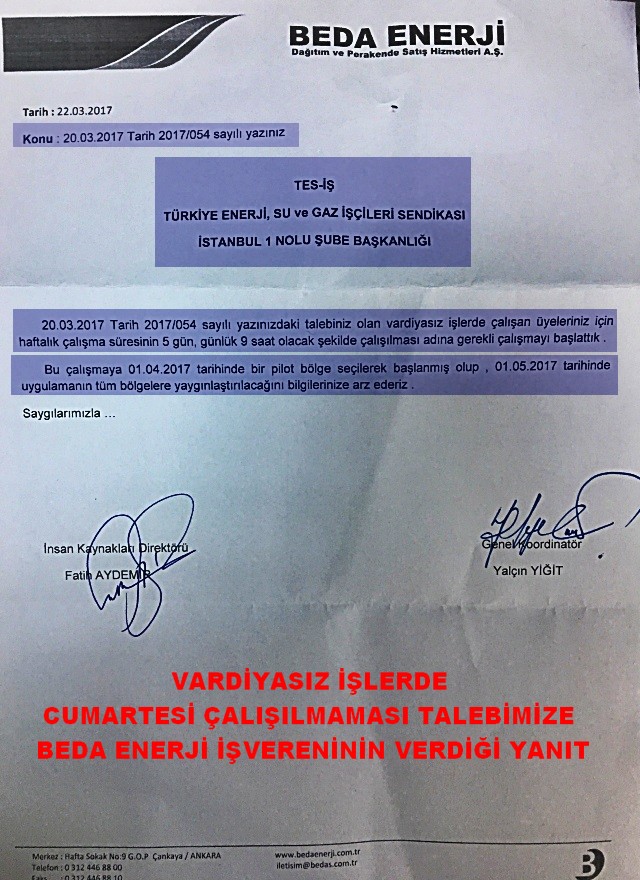CUMARTESİ ÇALIŞMAMA