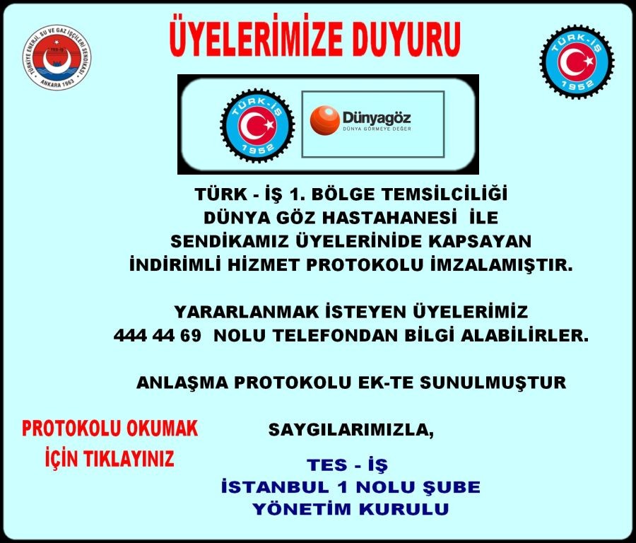 DÜNYA GÖZ HASTAHENESİ DUYURUSU
