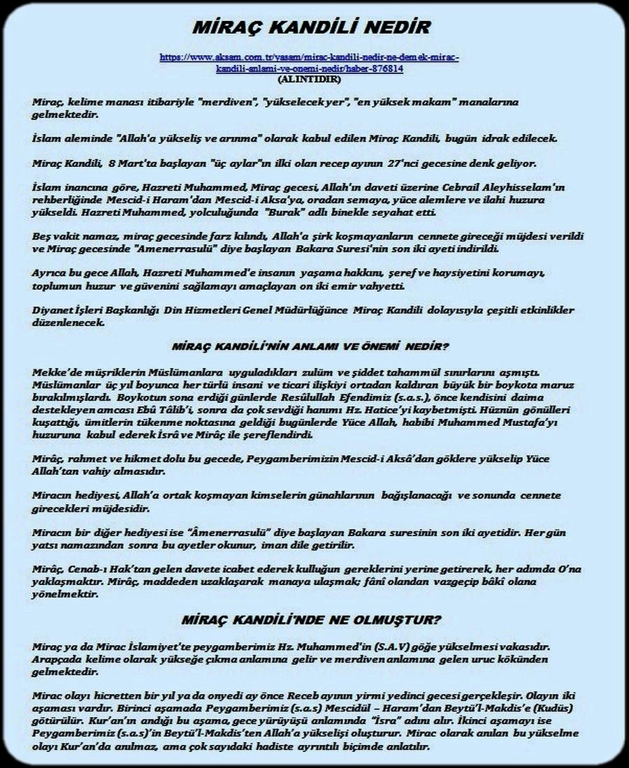 MİRAÇ KANDİLİ