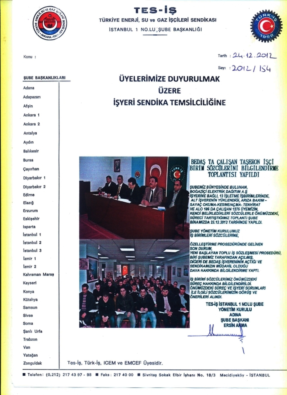 BEDAŞ TEMSİLCİLER KURULU