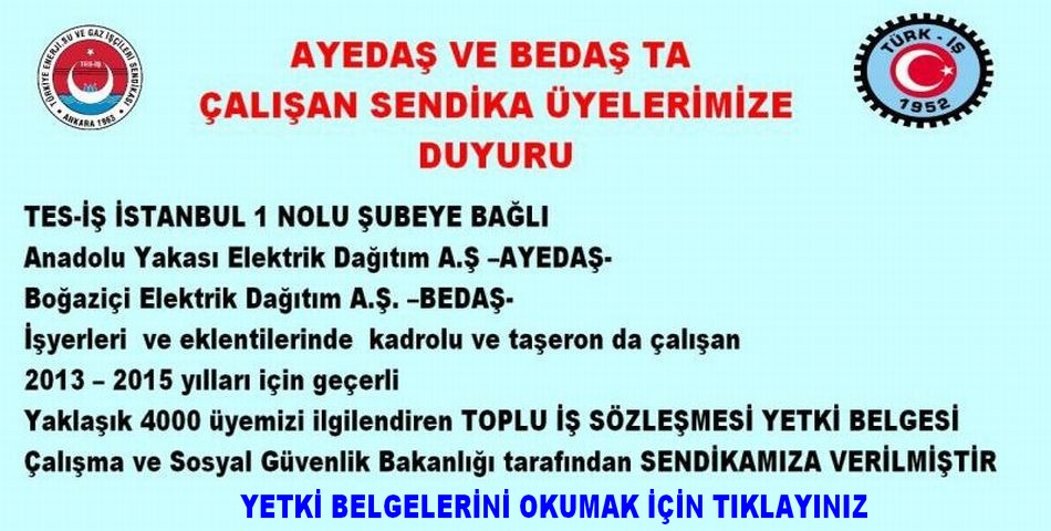 BEDAŞ AYEDAŞ YETKİ BELGESİ