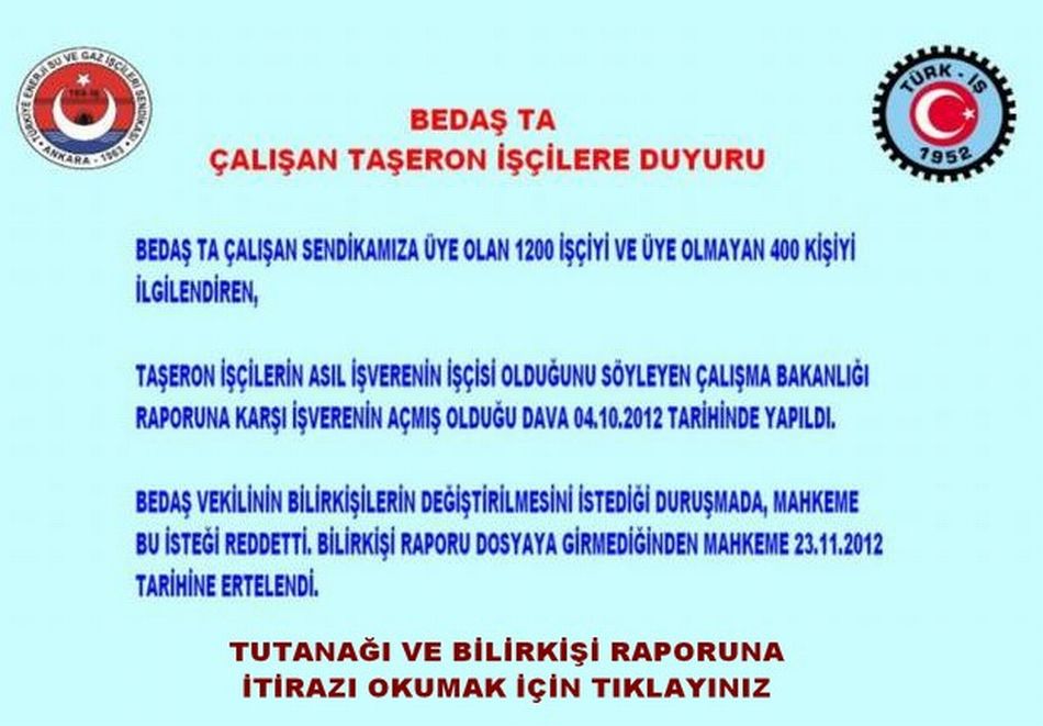 BEDAŞ MUVAZAA DAVASU DURUŞMASI