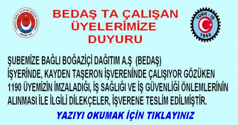 BEDAŞ A İSG İLE İLGİLİ
