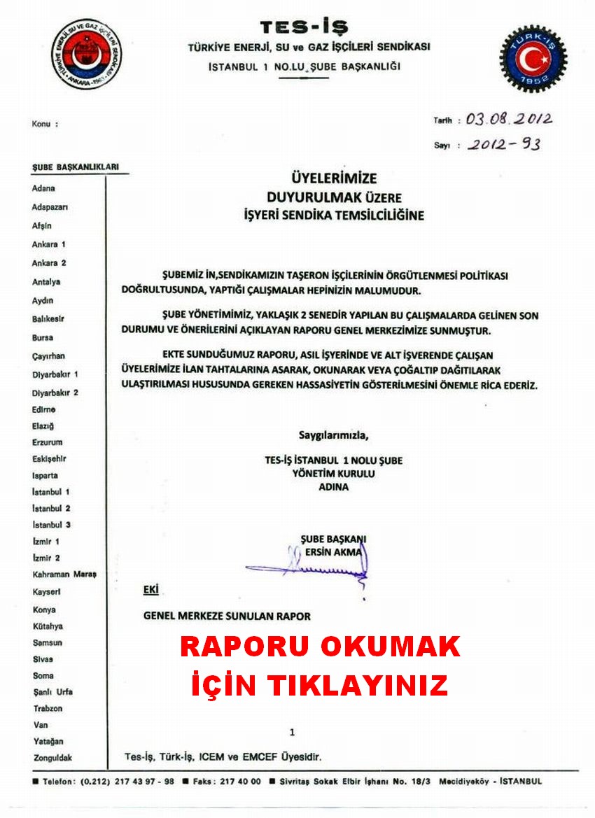 RAPORUN DUYURUSU