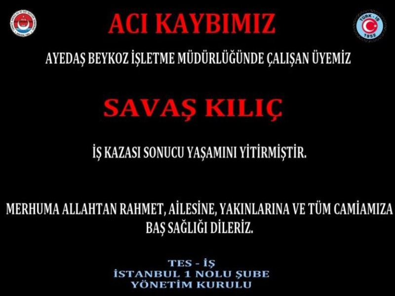 SAVAŞ KILIÇ IN VEFAT DUYURUSU