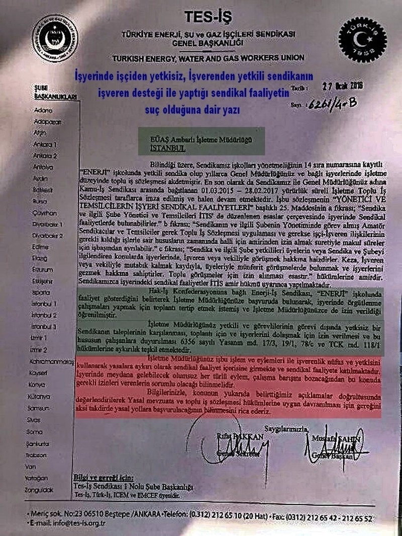 EÜAŞ A YAZILAN YAZI
